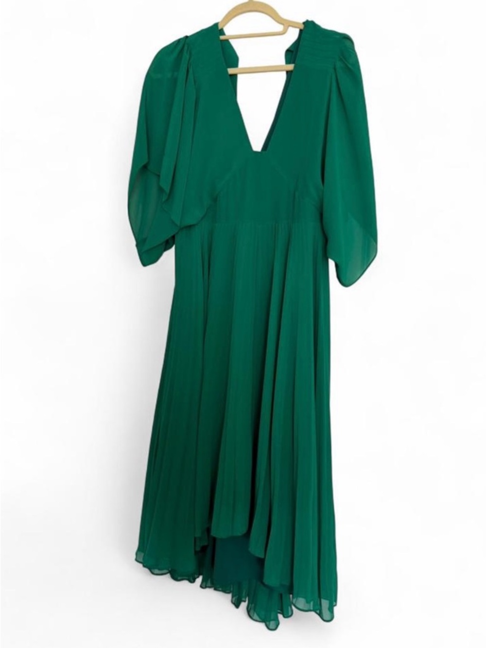 Club Monaco Zorbina Pleated High-Low Dress - Emerald Green - Picture 3 of 8